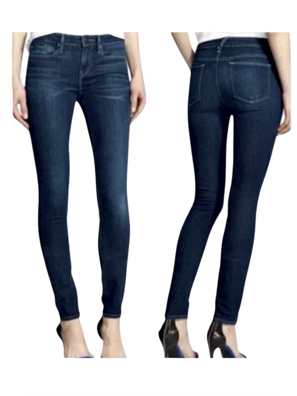 VINCE Riley Mid-Rise Legging Jeans Dark Skinny Jeans Denim Resin Rinse Size 28